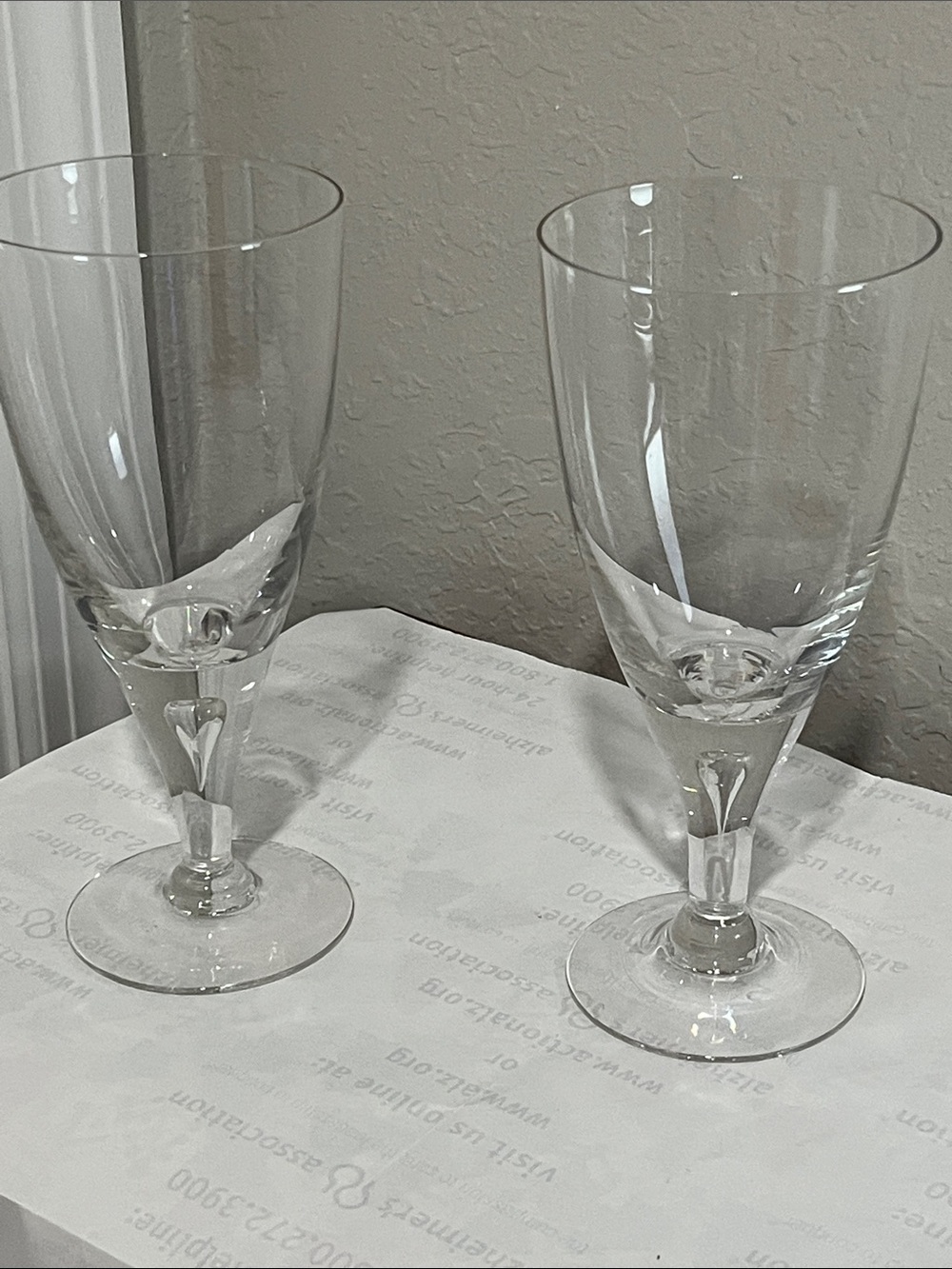 Fostoria Puritan Crystal Ice Tea Wine Glasses - Teardrop Stem Set of 2 VTG